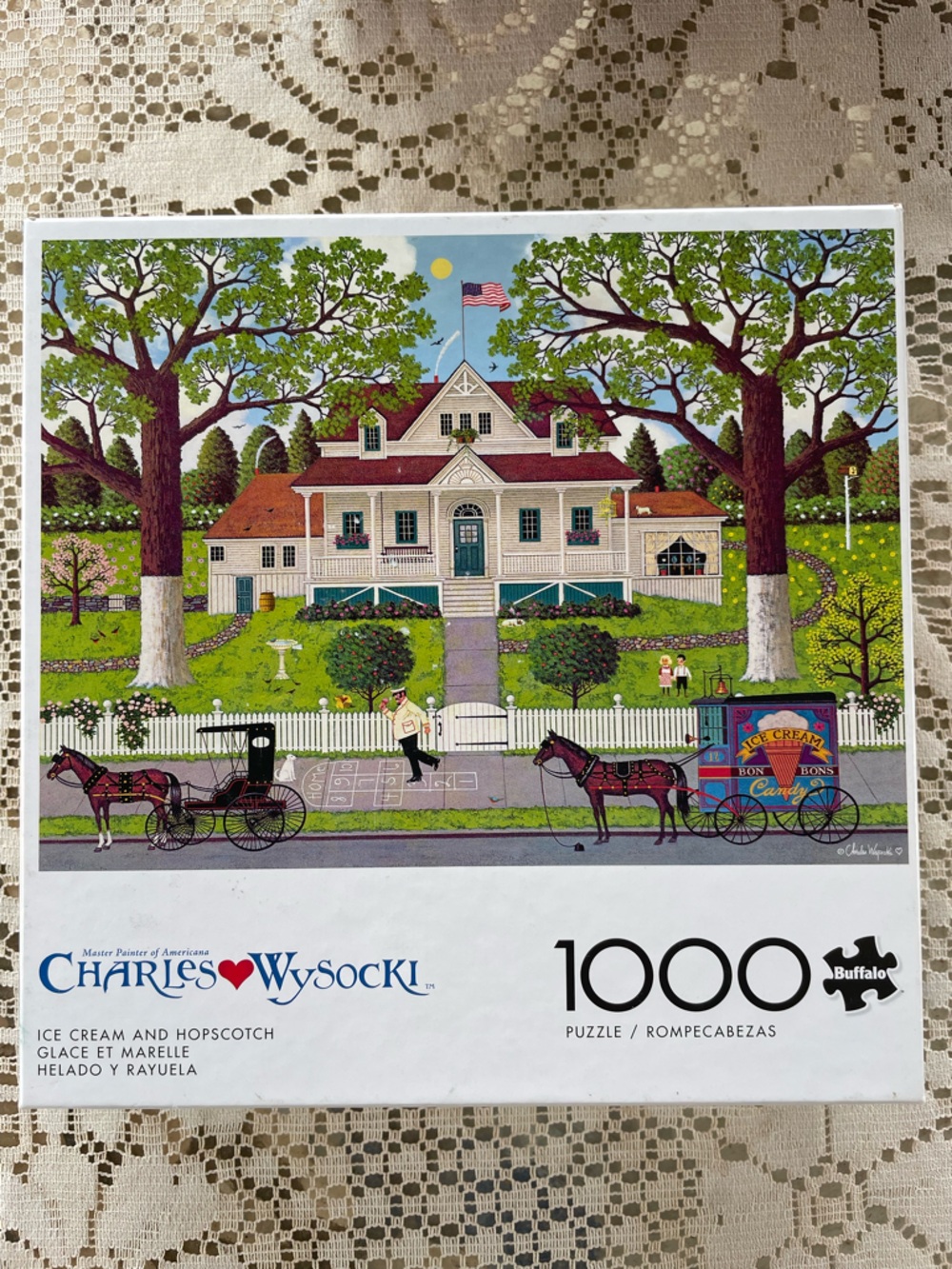 Charles Wysocki Ice Cream and Hopscotch 1000 piece puzzle complete with poster